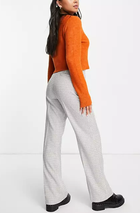 Miss Selfridge check dad trouser in brown