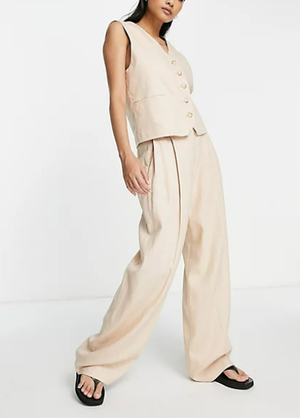 Topshop waistcoat suit co-ord in pale pink