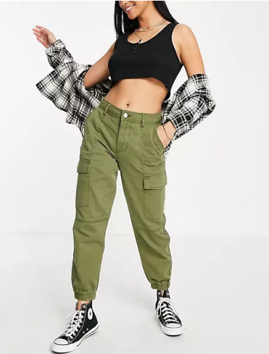 New Look Petite cargo trouser in khaki