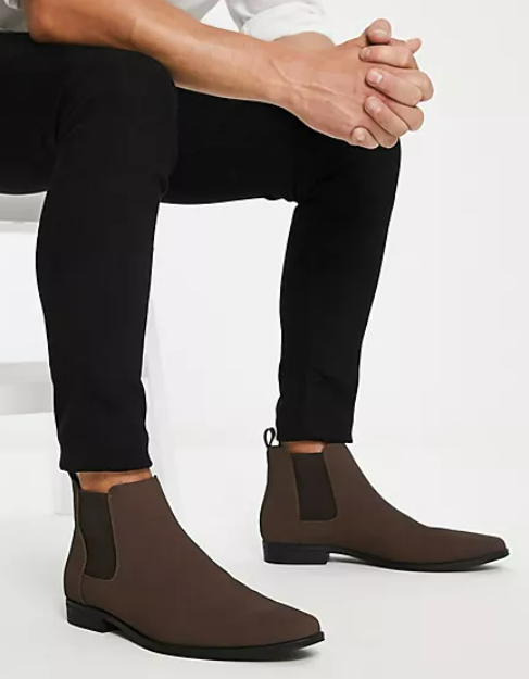 ASOS DESIGN chelsea boots in brown faux suede