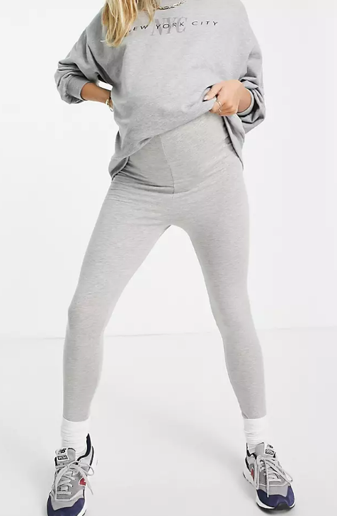 ASOS DESIGN Maternity over the bump cotton legging in grey marl