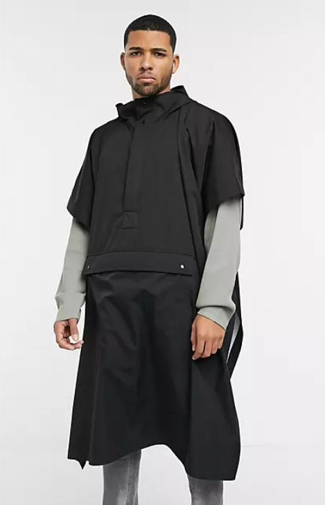 ASOS DESIGN water resistant poncho in black