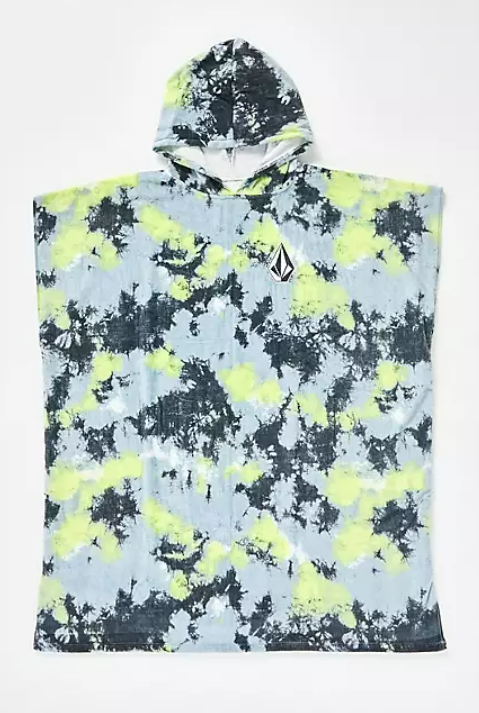 Volcom Rook poncho towel in tie dye black