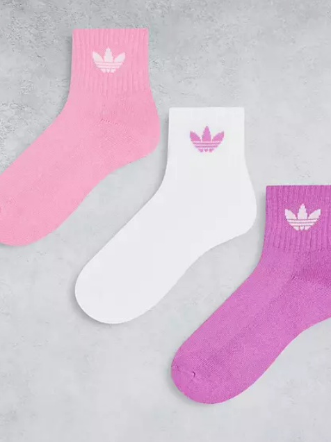 adidas Originals 3 pack trefoil ankle socks in multi