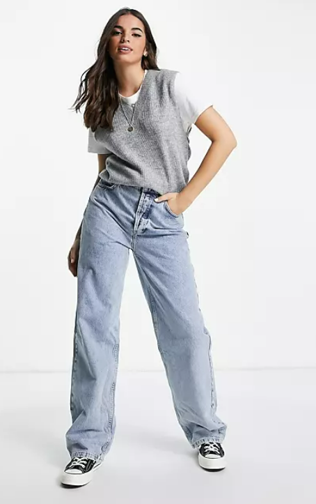 Pieces ribbed knitted vest in light grey