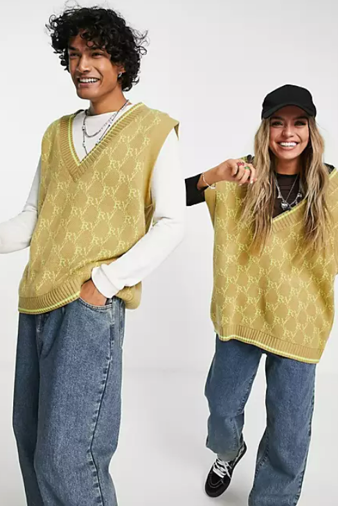 Reclaimed Vintage inspired unisex vest in monogram print