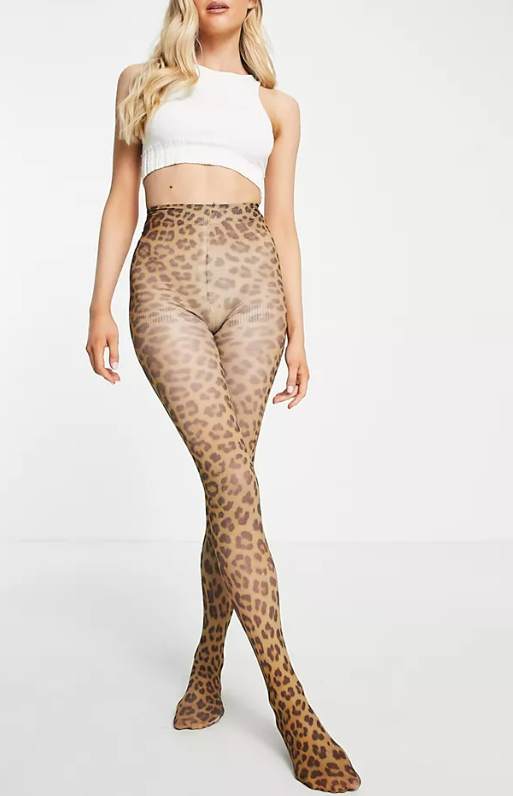 ASOS DESIGN printed tights in leopard