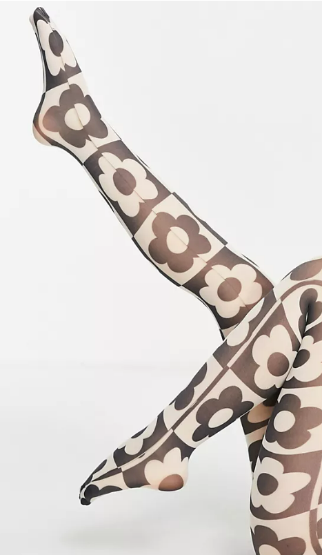 Skinnydip tights in monochrome floral print