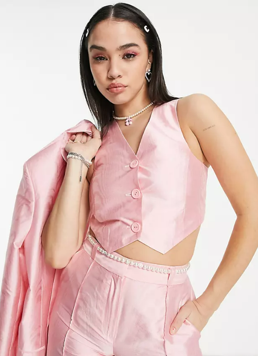 COLLUSION waistcoat in pink co-ord