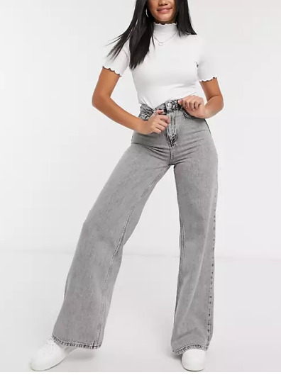 Stradivarius 90s wide leg jeans in grey