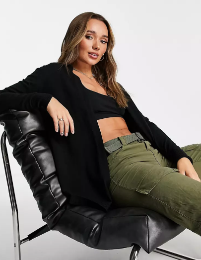 ASOS DESIGN fine knit cardigan in black