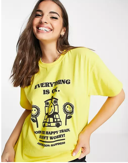 Daisy Street relaxed t-shirt with happy train print