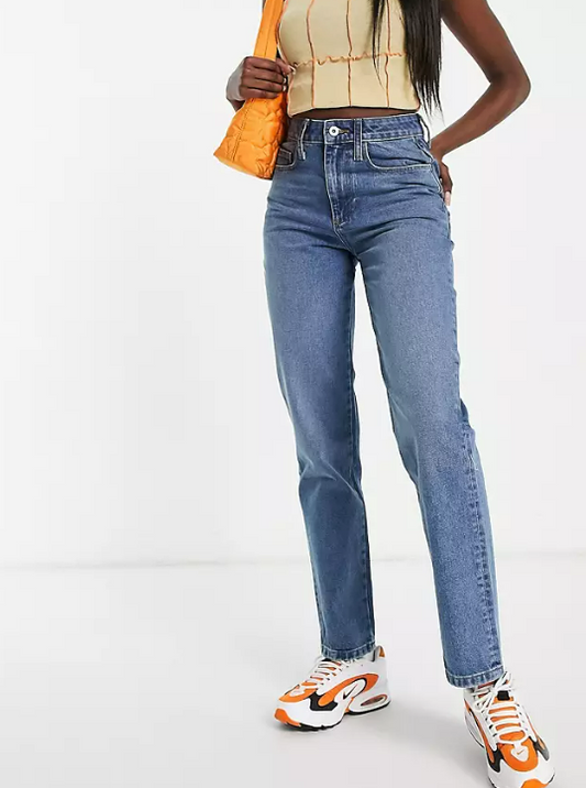 COLLUSION x000 Unisex 90s straight leg jeans in mid wash blue