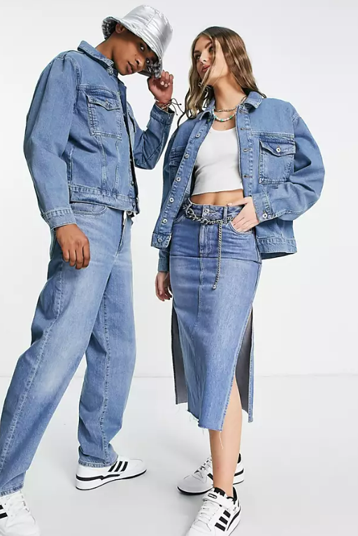COLLUSION Unisex oversized denim jacket in stonewash blue