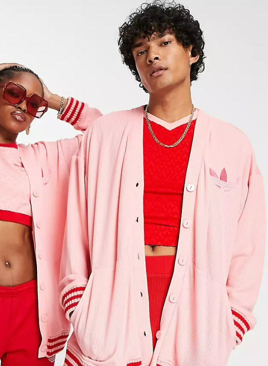 adidas Originals 'adicolor 70s' unisex cardigan in pink