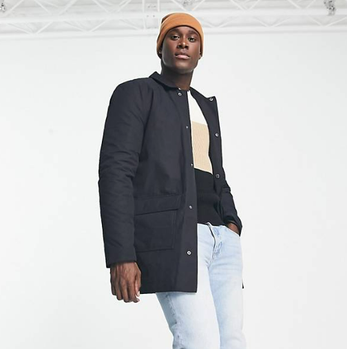 ASOS DESIGN trench coat with quilted lining in black