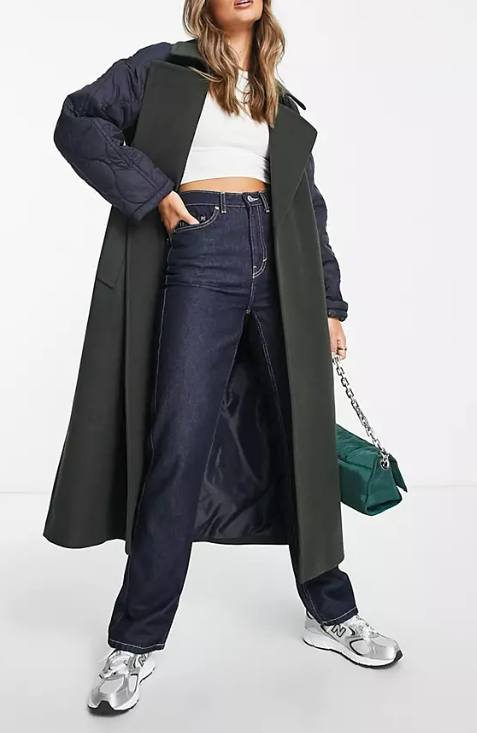 ASOS DESIGN quilted hybrid coat in khaki