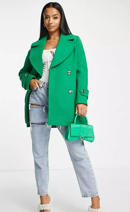 Forever New Petite smart wrap coat in vibrant green