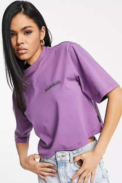 Napapijri Veny cropped t-shirt in violet