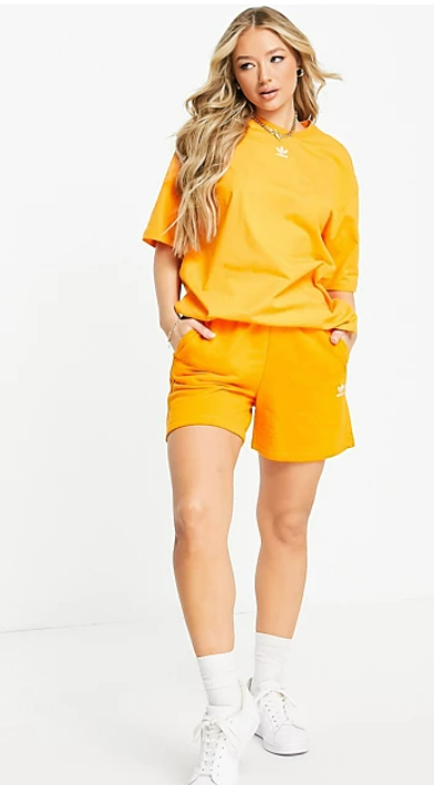 adidas Originals essentials oversized t-shirt with logo in orange