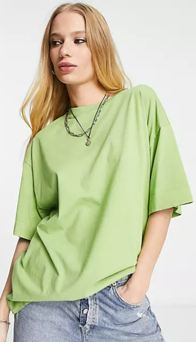 Topshop oversized washed boyfriend tee in green