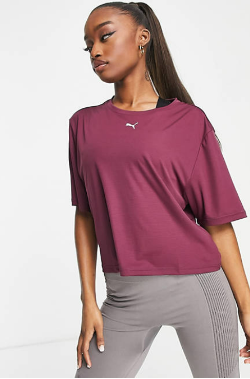 Puma Training Favourite drop t-shirt in burgundy