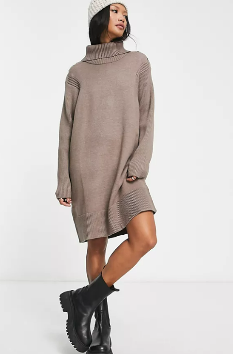 River Island batwing jumper dress in beige