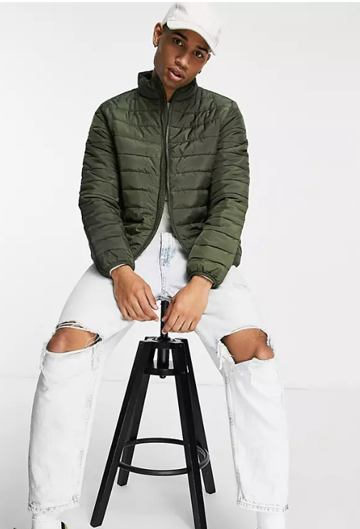 New Look funnel neck puffer in khaki