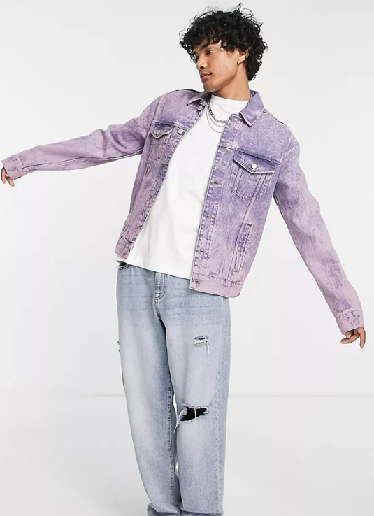 ASOS DESIGN classic fit denim jacket in light purple wash