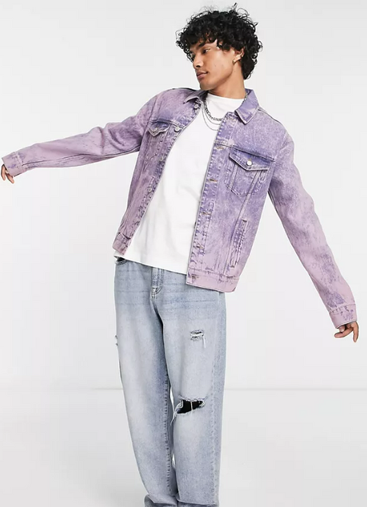 ASOS DESIGN classic fit denim jacket in light purple wash