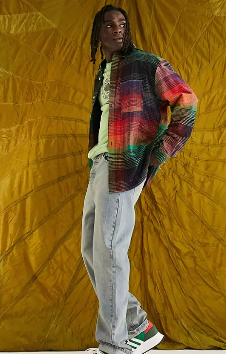 ASOS DESIGN 90s oversized shirt in rainbow check