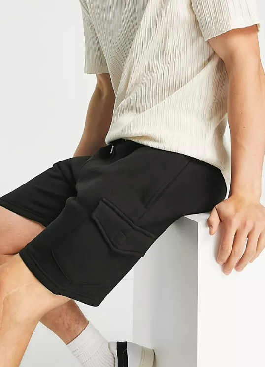 Le Breve cargo pocket jersey shorts in black