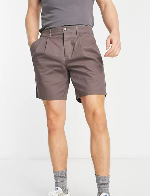 ASOS DESIGN 2 pack chino cigarette shorts in brown and beige save