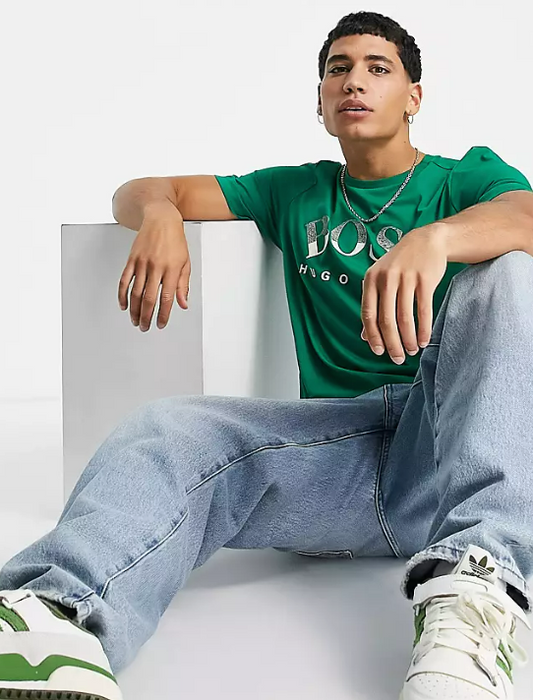 BOSS Athleisure Tee 1 large logo t-shirt in green