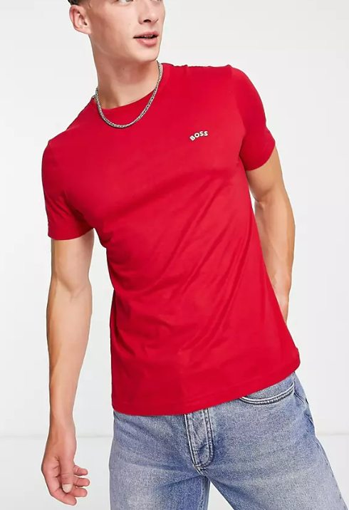 BOSS Athleisure tee curved t-shirt in red