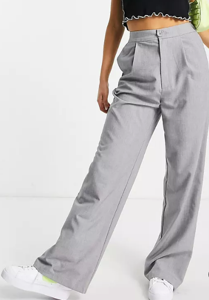 Stradivarius wide leg relaxed dad trousers in grey