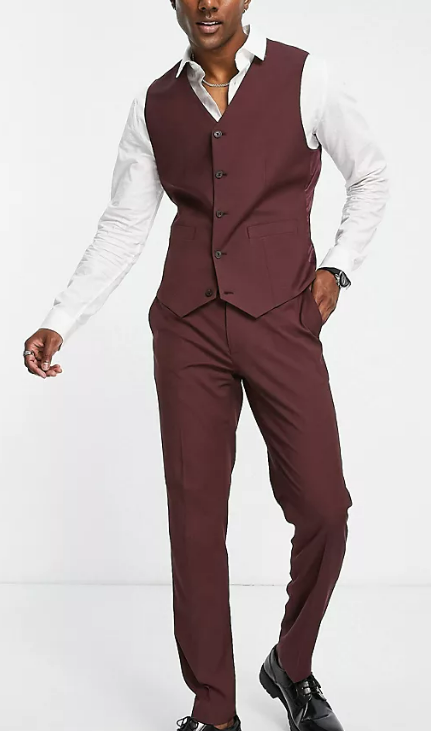 ASOS DESIGN slim suit in burgundy