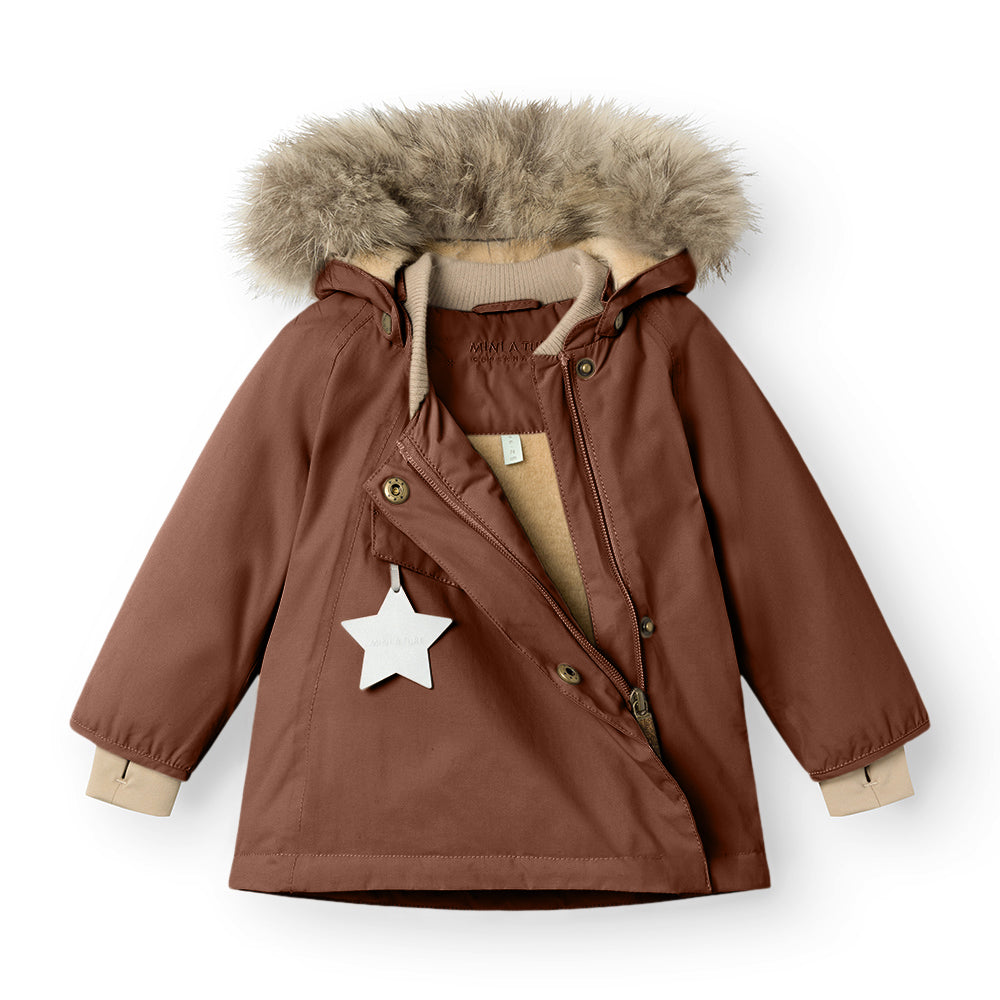 MATWANG Winterjacke mit Fleecefutter und Fellbesatz. GRS