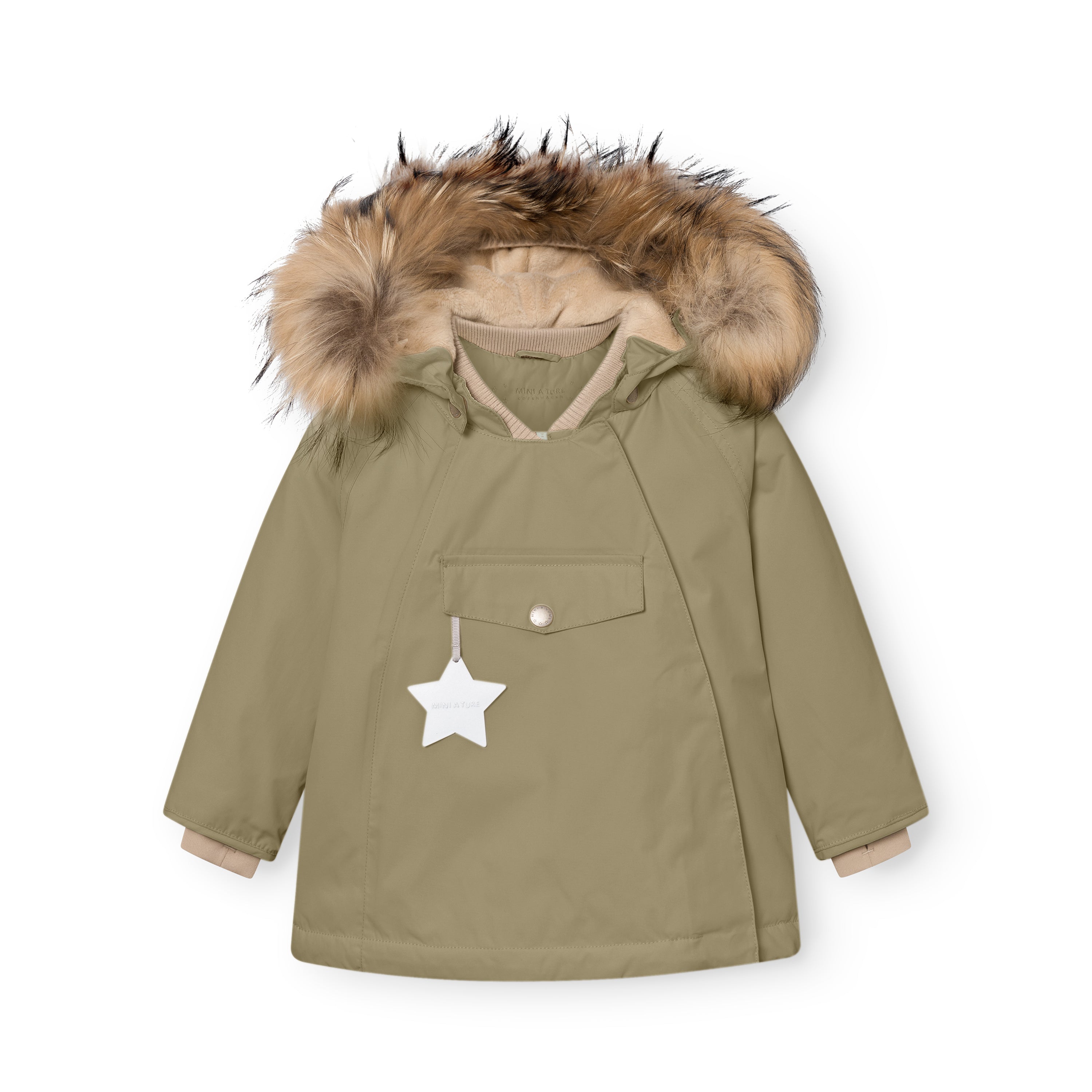 MATWANG Winterjacke mit Fleecefutter und Fell. GRS