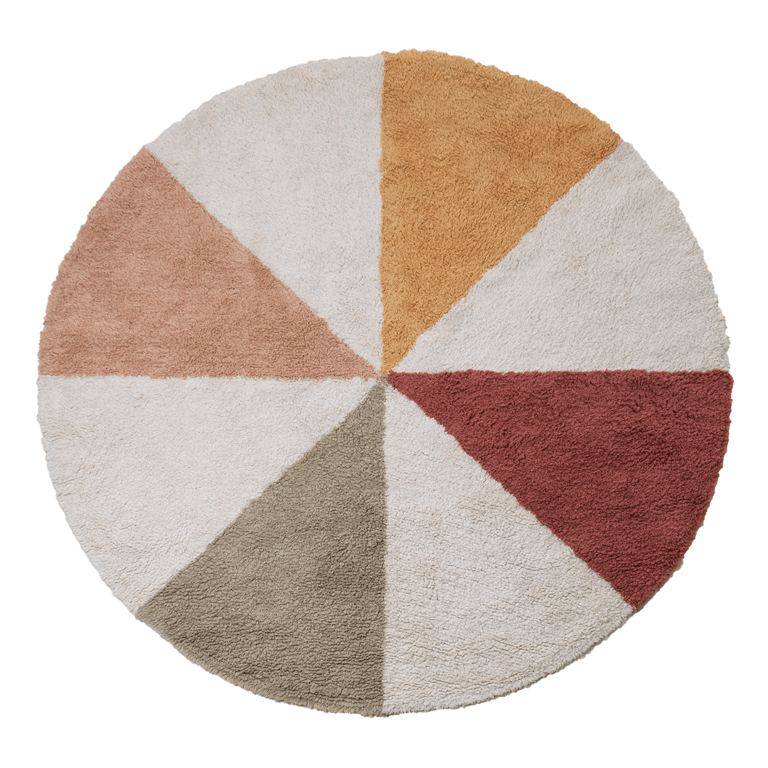 LIFETIME Kidsrooms round rug from the Fairy Theatre collection – soft textile rug in playful pastel segments