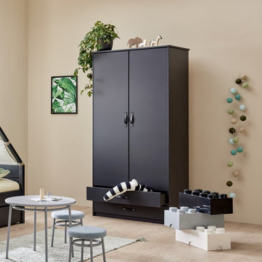 Cool kids Wardrobe with 2 Doors - Black Edition Cool Kids Furniture LIFETIME Kidsrooms