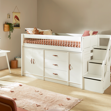 LIFETIME Kidsrooms Bed Mid Sleeper Bed 128 cm incl. Storage - Breeze