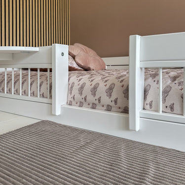 LIFETIME Kidsrooms Bed White / Premium (23) Montessori Bed with Top Construction and Bed Rails 120x200 cm