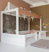 LIFETIME Kidsrooms Bed White / Premium (23) Montessori Bed with Top Construction and Bed Rails 120x200 cm