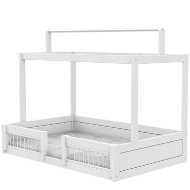 LIFETIME Kidsrooms Bed White / Premium (23) Montessori Bed with Top Construction and Bed Rails 120x200 cm