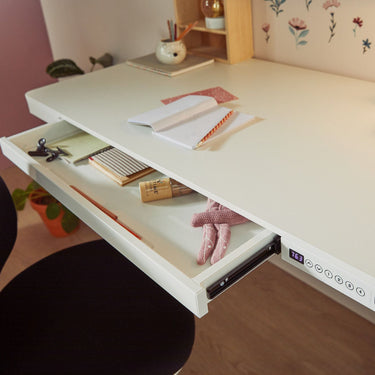 LIFETIME Kidsrooms Desk White Electrical Adjustable Desk with Drawer and USB