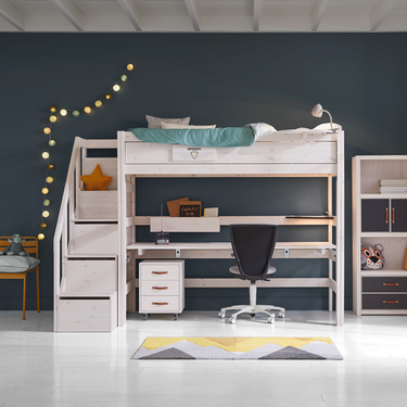 LIFETIME Kidsrooms High Sleeper Bed 177 with Staircase 120x200 cm