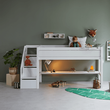 Mid Sleeper Bed 128 cm with Staircase 120x200 cm LIFETIME Kidsrooms
