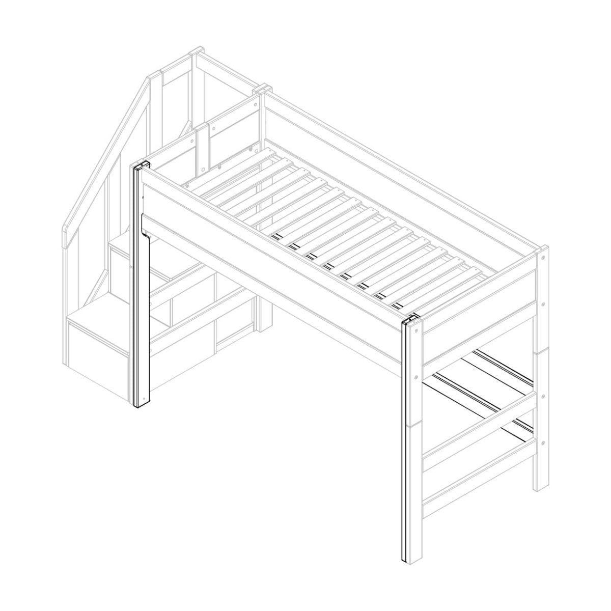 Parts for High Sleeper Bed 152 cm Rebuild Part LIFETIME Kidsrooms
