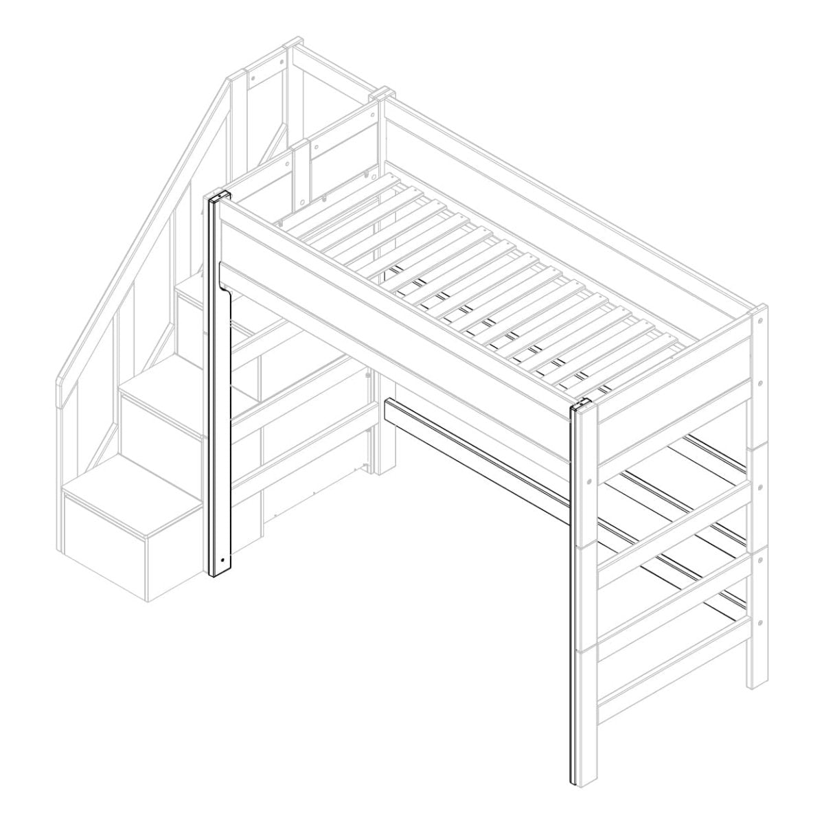 Parts for High Sleeper Bed 177 cm Rebuild Part LIFETIME Kidsrooms